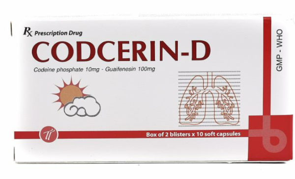 CODCERIN-D (Codein Photphas 10mg, Guaifenesin 100mg) Hộp 2 vỉ x 10 viên