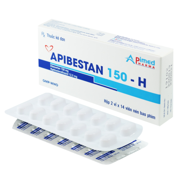 APIBESTAN 150-H (Irbesartan 150mg, hydrothiazid 12,5mg) Hộp 2 vỉ x 14 viên