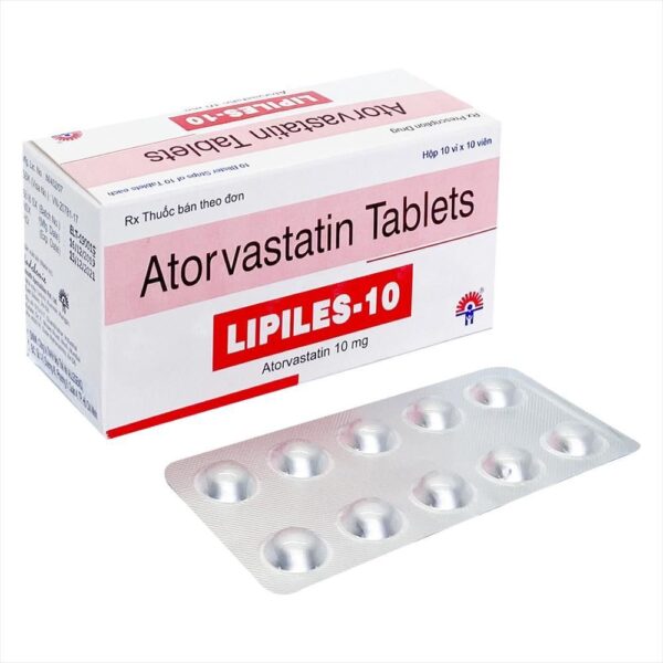 LIPILES-10 (Atorvastatin 10mg) Hộp 10 vỉ x 10 viên