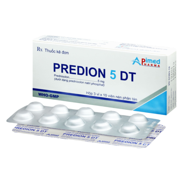 PREDION 5 DT (Prednisolon 5mg) Hộp 3 vỉ x 10 viên