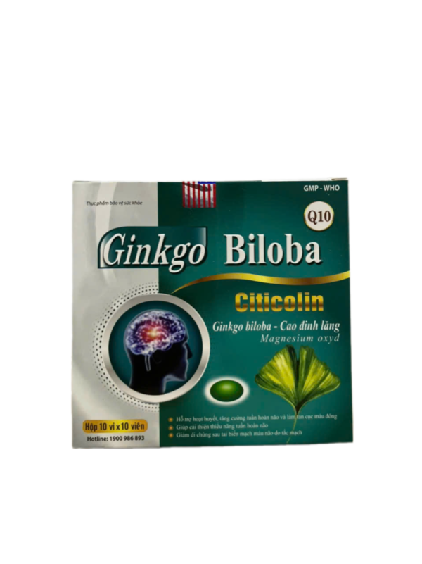 GINKO BILOBA CITICOLIN Q10 Hộp 10 vỉ x 10 viên