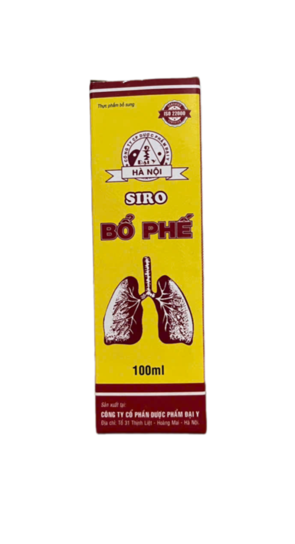 SIRO BỔ PHẾ (Mơ muối 12.5g; Bách Bột 6.25g; Mạch Môn 6.25g; Trần Bì 2.125mg; Cát Cánh 1.5g; Cam Thảo 1.375g)  Hộp 1 chai 100ml