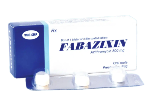 FABAZIXIN 500 (Azithromycin 500mg) Hộp 1 vỉ x 3 viên