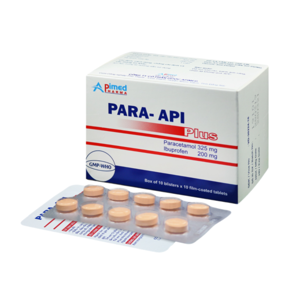 PARA-API PLUS (Paracetamol 325mg+ Ibuprofen 200mg) Hộp 10 vỉ x 10 viên