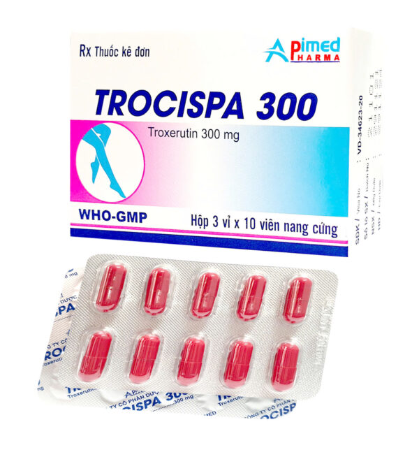 TROCISPA 300 (Troxerutin 300mg) Hộp 3 vỉ x 10 viên