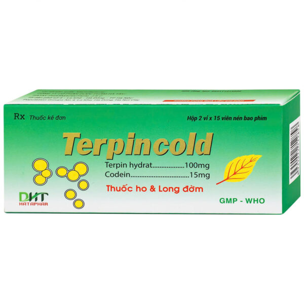 TERPINCOLD VỈ (Terpin Hydrat 100mg, Codein 15mg) Hộp 2 vỉ x 15 viên