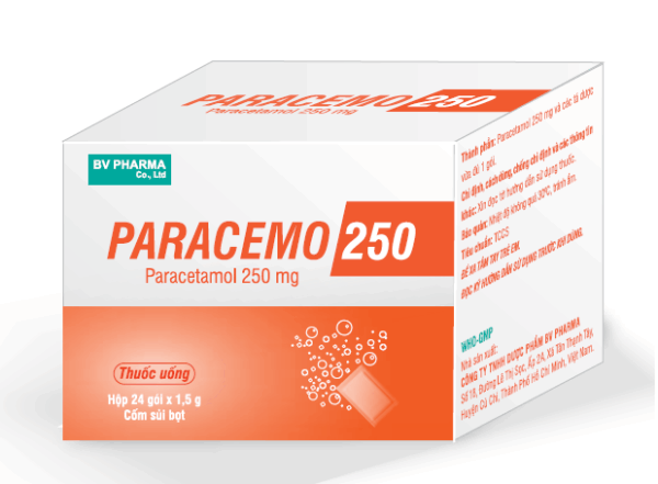 PARACEMO 250 (Paracetamol 250mg) Hộp 24 gói 1.5g