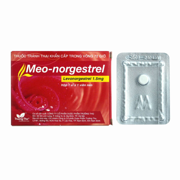 Meo-norgestrel (Levonorgestrel 1.5mg) Hộp 1 vỉ x 1 viên