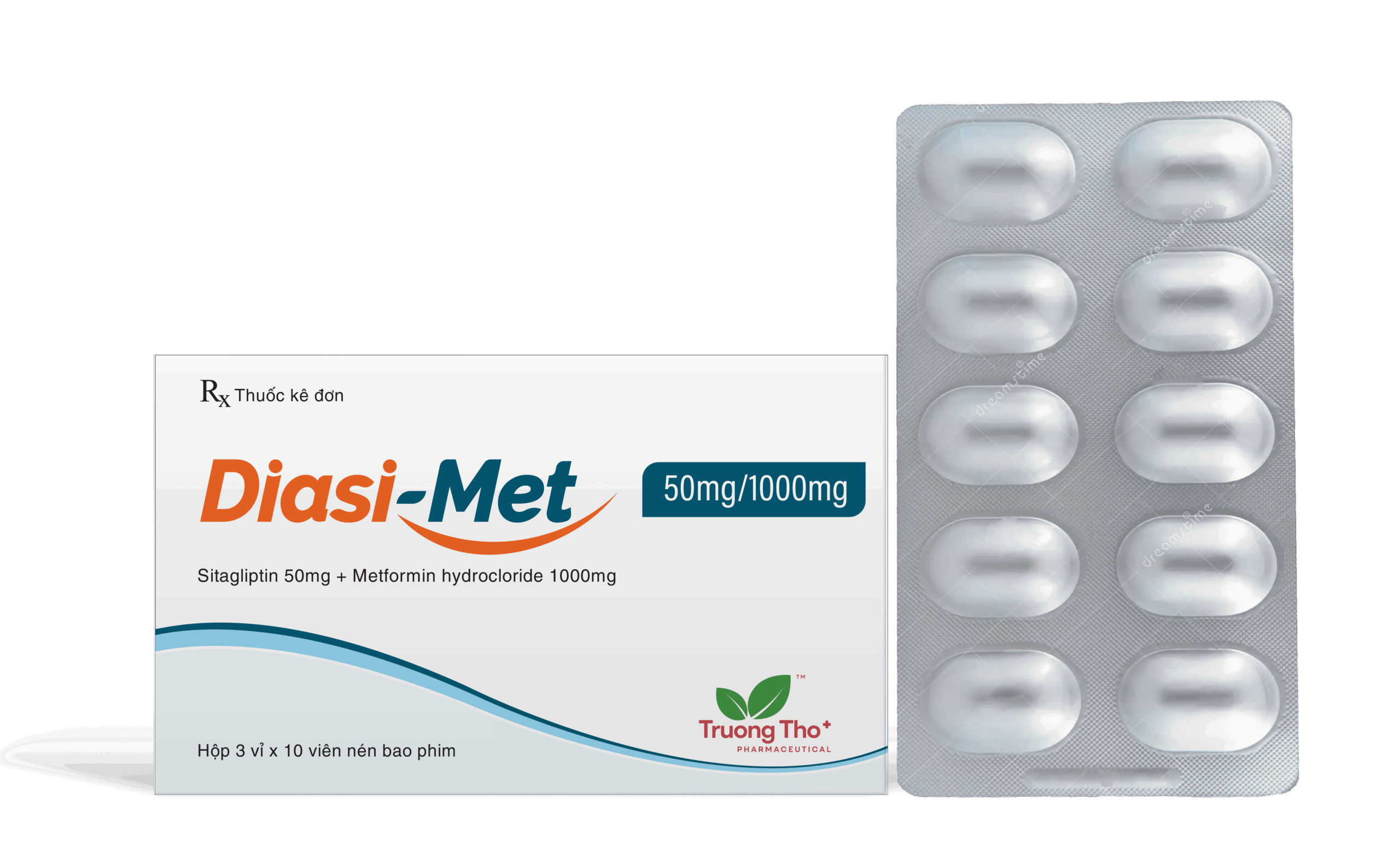Diasi-Met 50mg/1000mg (Sitagliptin 50mg, Metformin hydrochloride 1000mg) Hộp 3 vỉ x 10 viên