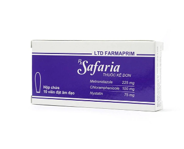 Safaria (Metronidazole 225mg, Chloramphenicol 100mg, Nystatin 75mg) Hộp 2 vỉ x 5 viên
